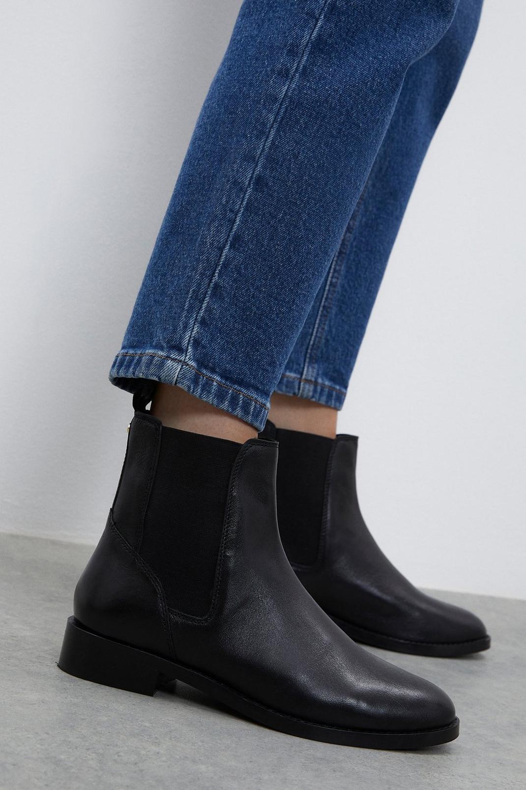 Black Principles: Ofelia Leather Chelsea Ankle Boots image number 1