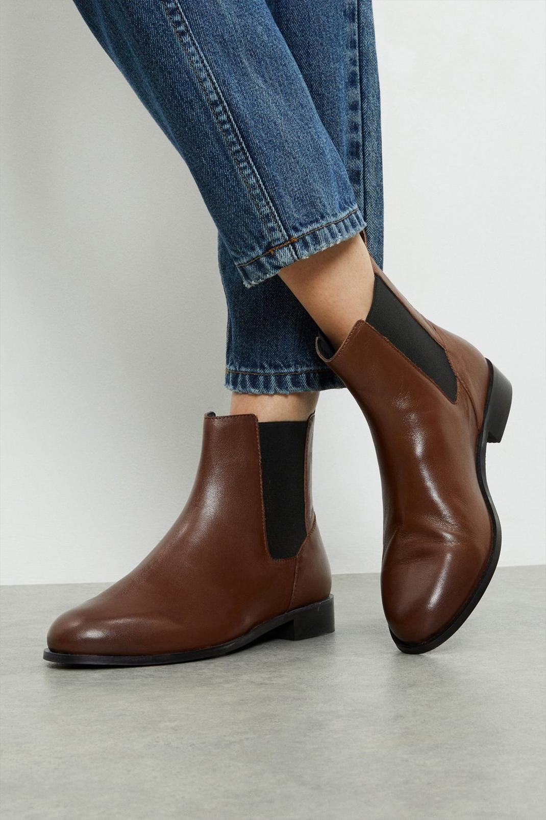 Tan Good For The Sole: Wide Fit Leather Lucia Chelsea Boots image number 1