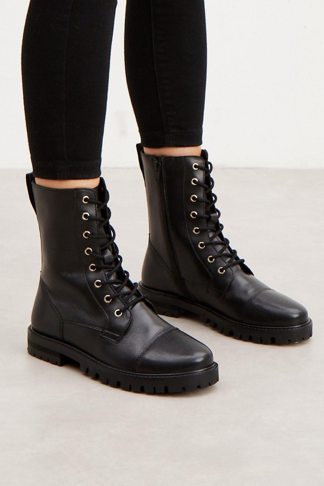 Black Good For The Sole: Lyla Lace Up Leather Boot image number 1
