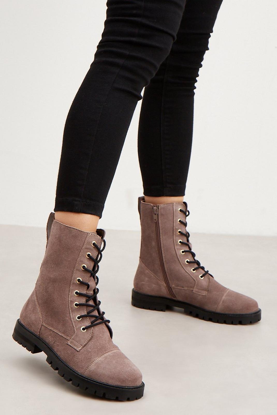 Taupe Good For The Sole: Lyla Lace Up Leather Boot image number 1