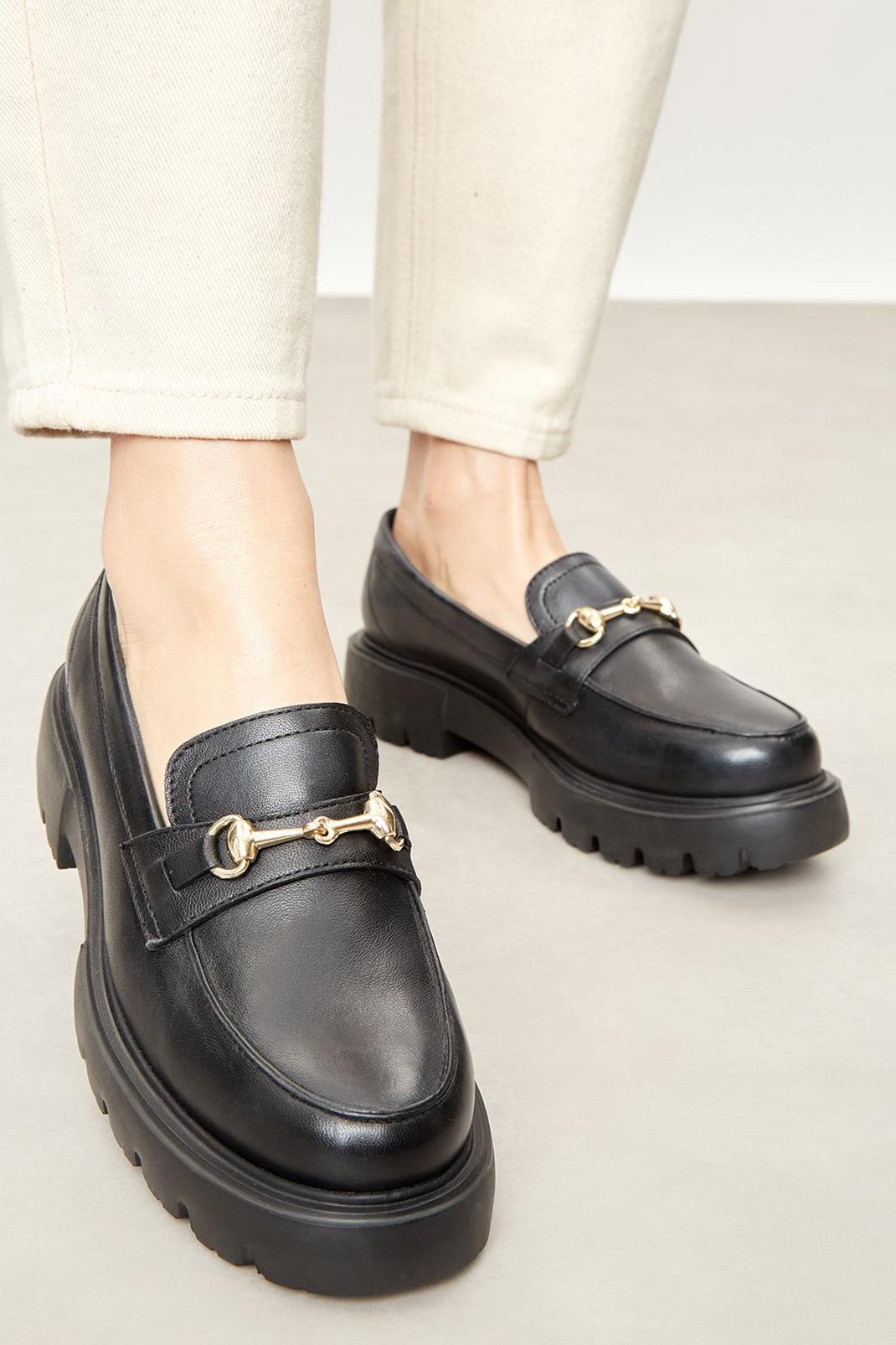 Black Faith: Lou Leather Chunky Loafers  image number 1