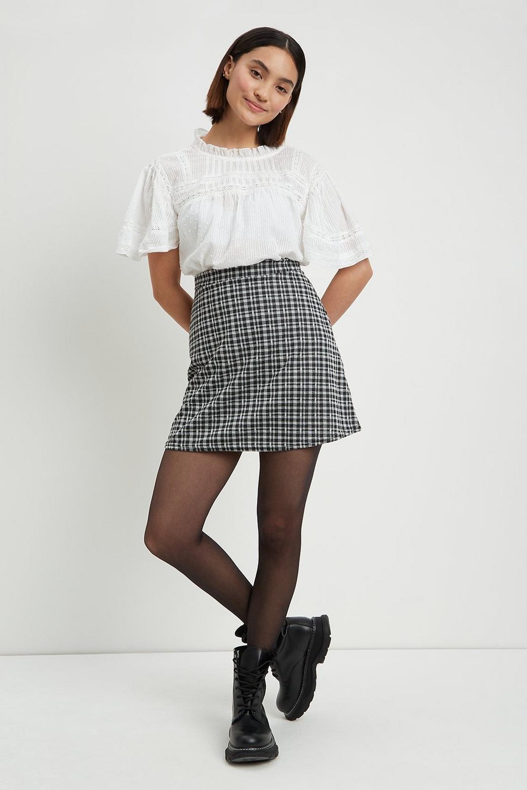 105 Petite Black Check Mini Skirt image number 2