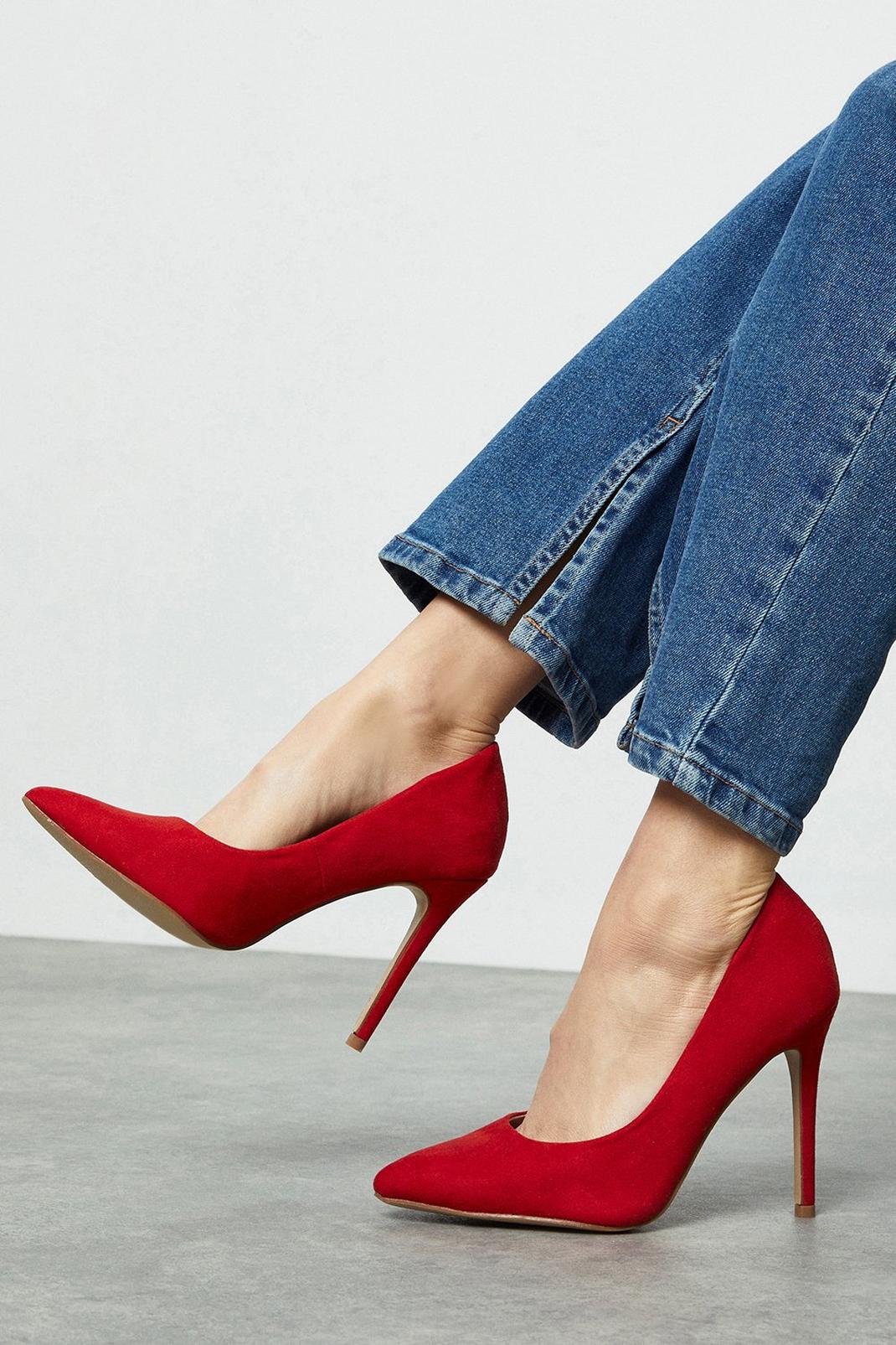 Red Faith: Wide Fit Chlo Pointed Court Shoes image number 1