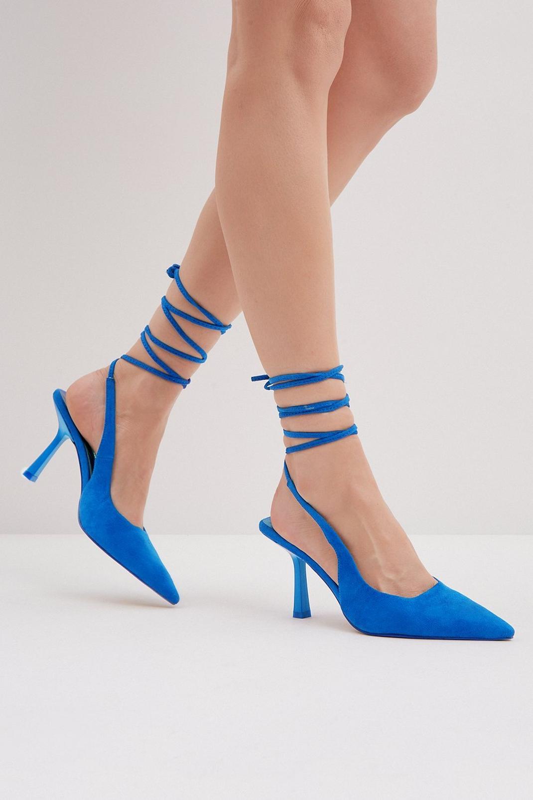 Blue Etta Ankle Tie Court Shoes image number 1