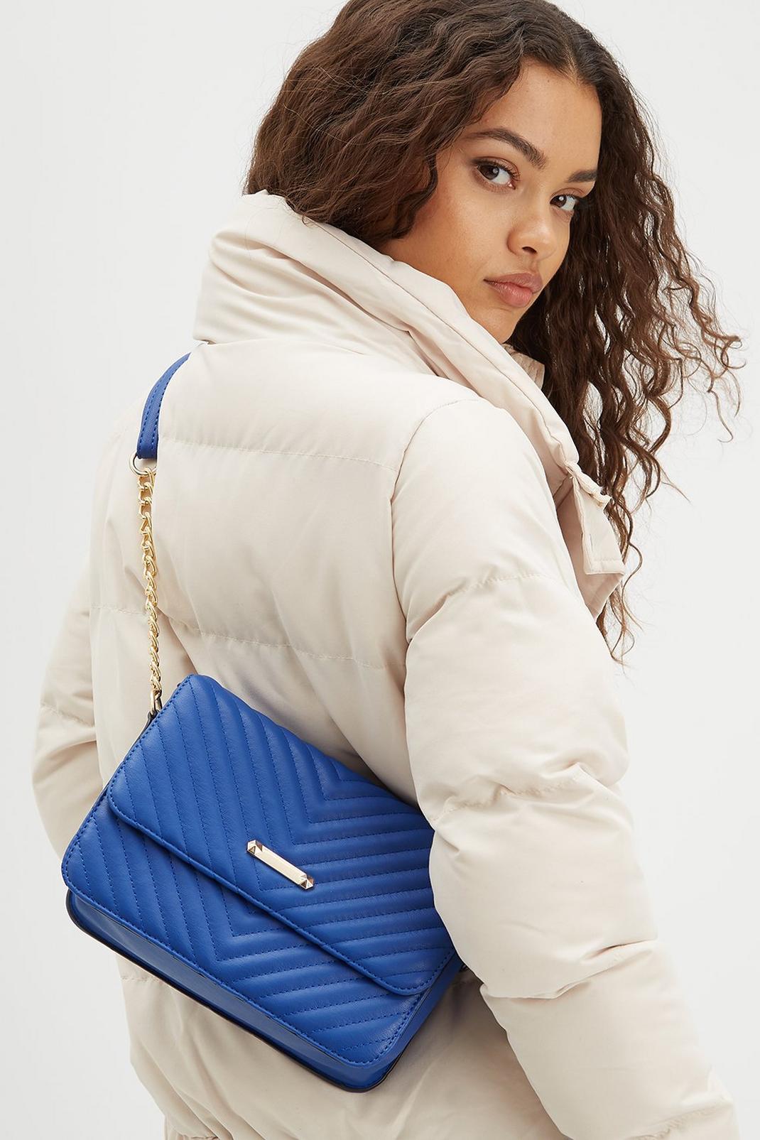 Cobalt Quilted Chain Crossbody Bag  image number 1