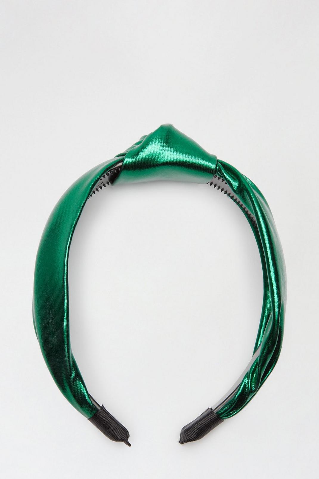 130 Green Metallic Knot Headband  image number 1