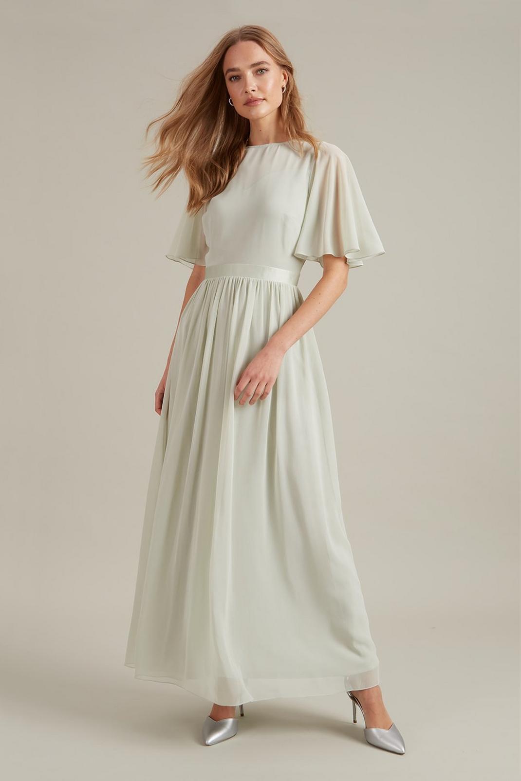 Mint Flutter Sleeve Chiffon Maxi Dress image number 1