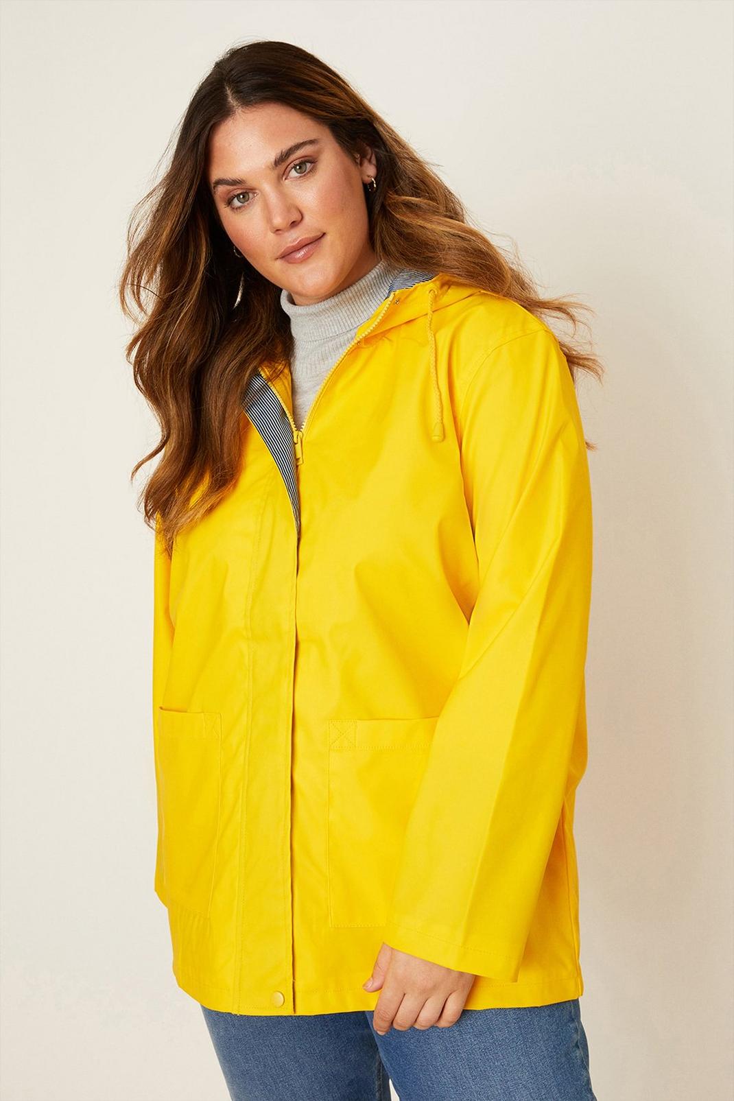 Yellow Curve Pocket Detail Raincoat  image number 1
