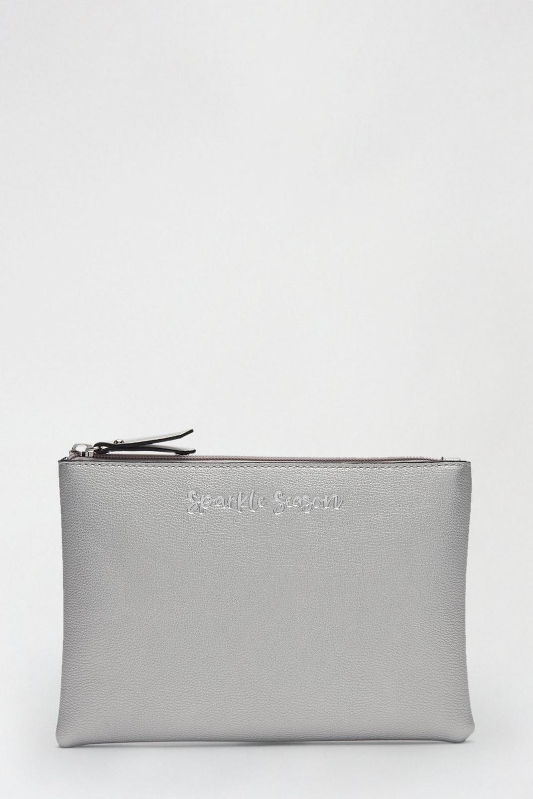 Silver Slogan Zip Pouches  image number 1