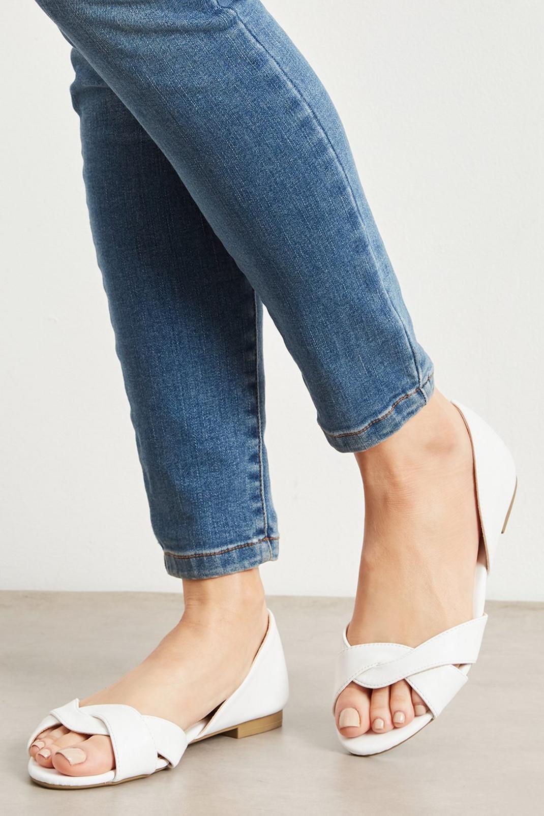 White Faith: Wide Fit Frankie Flat Open Toe Ballet Flats image number 1