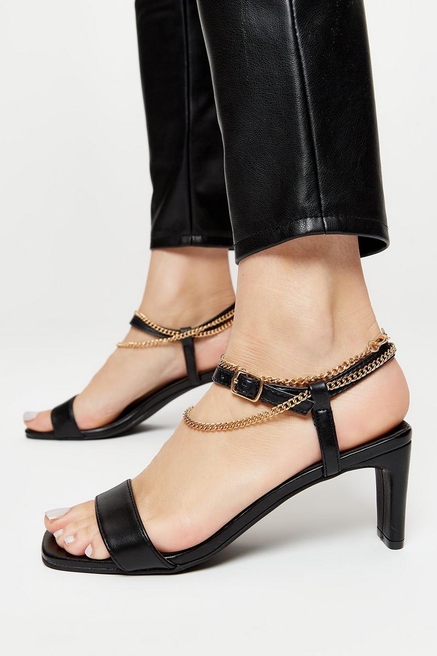 Sonia Chain Detail Heeled Sandal 