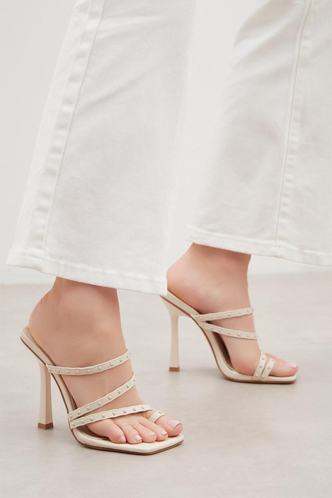 White Faith: Ellie Asymmetric Stud Strappy Mule image number 1