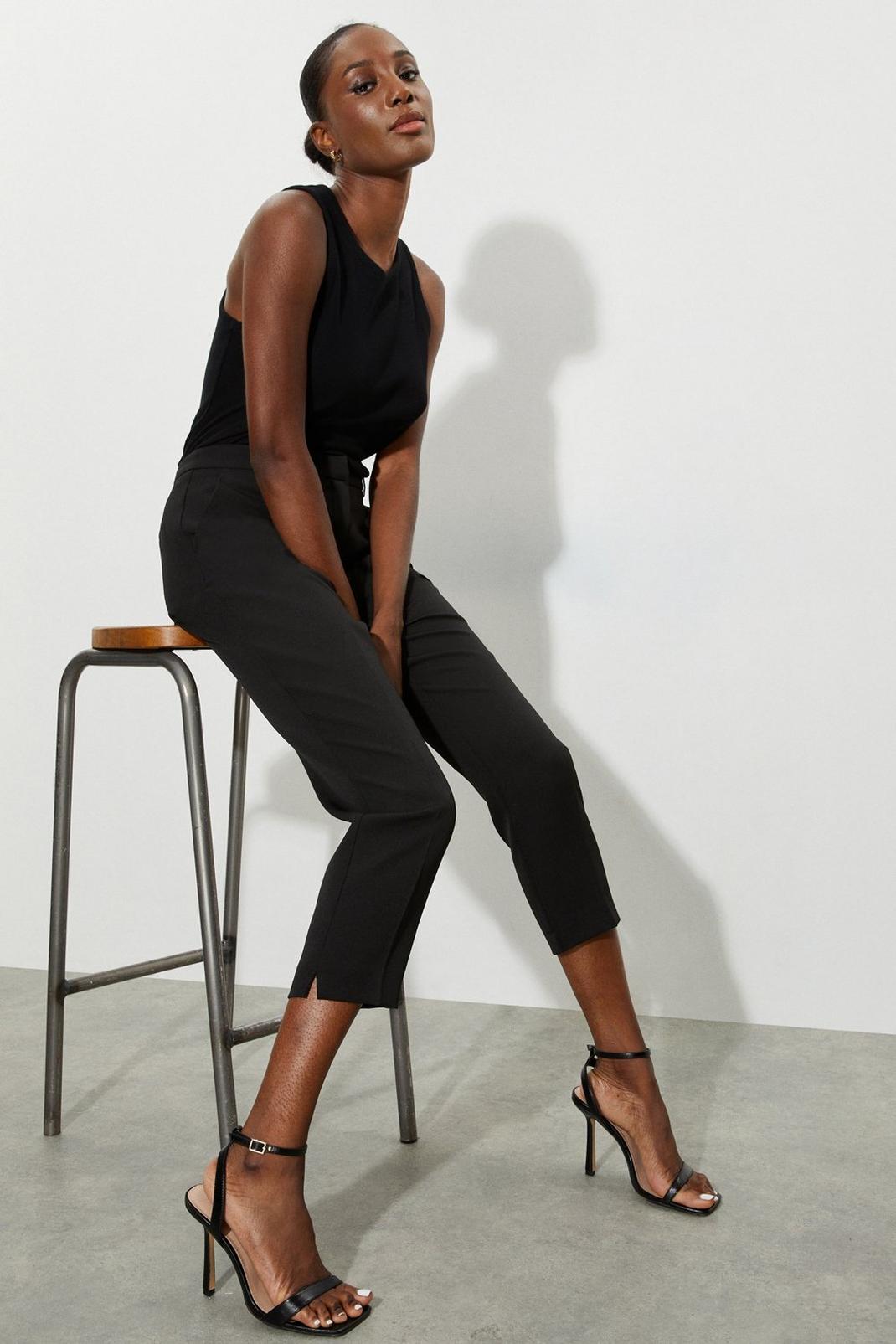 Black Slim Ankle Grazer Trousers image number 1