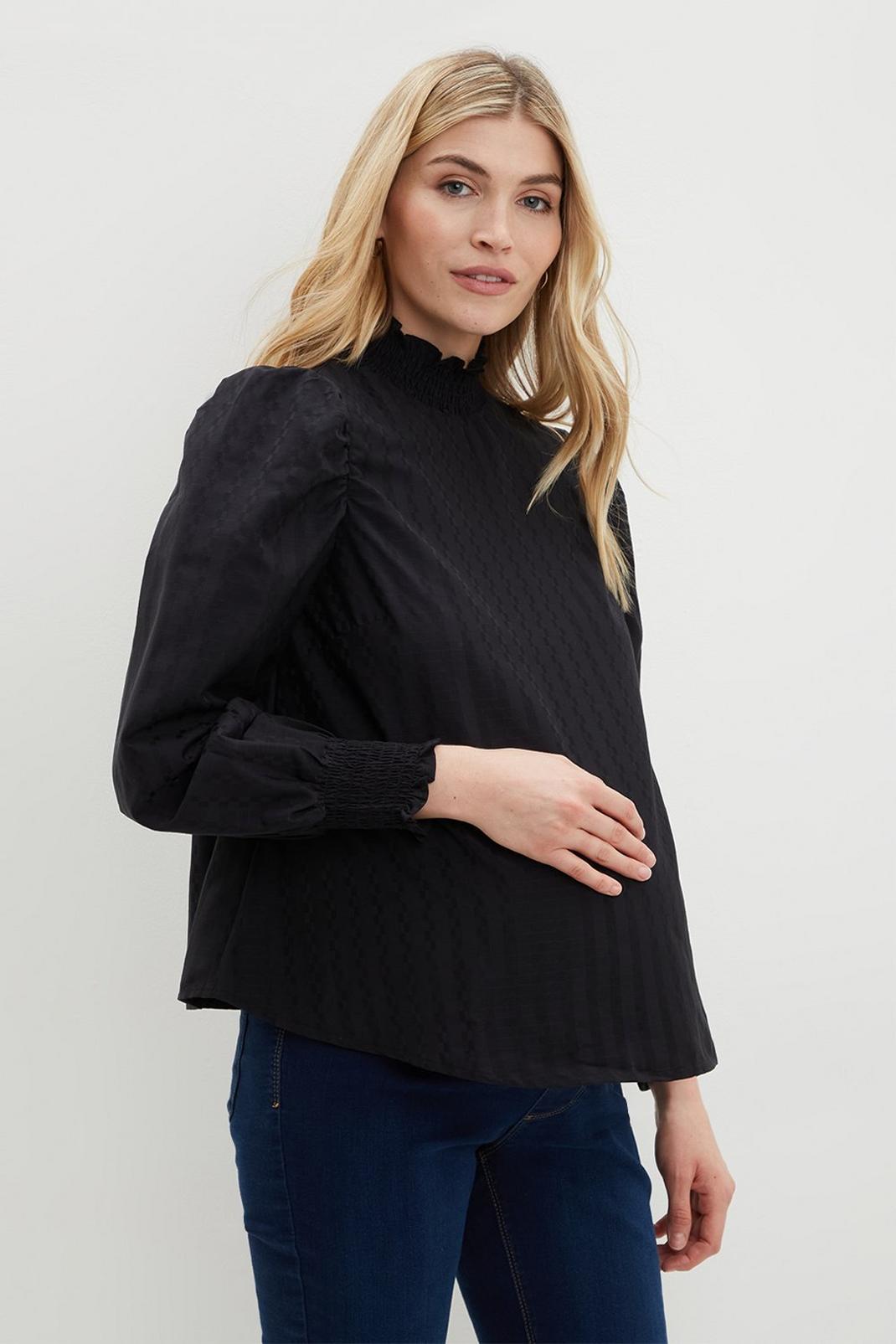 Multi Maternity Textured Ruch Long Sleeve Top image number 1