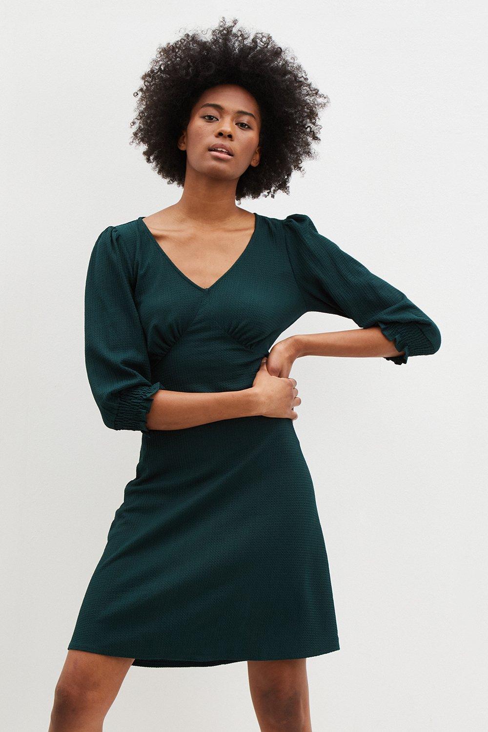 dark green mini dress long sleeve