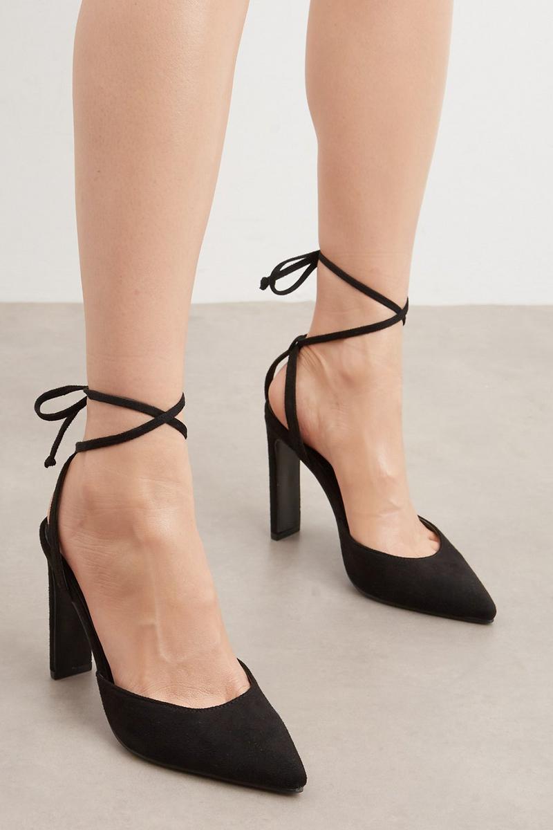 Faith: Camilla Ankle Wrap Strappy Heeled Court Shoe