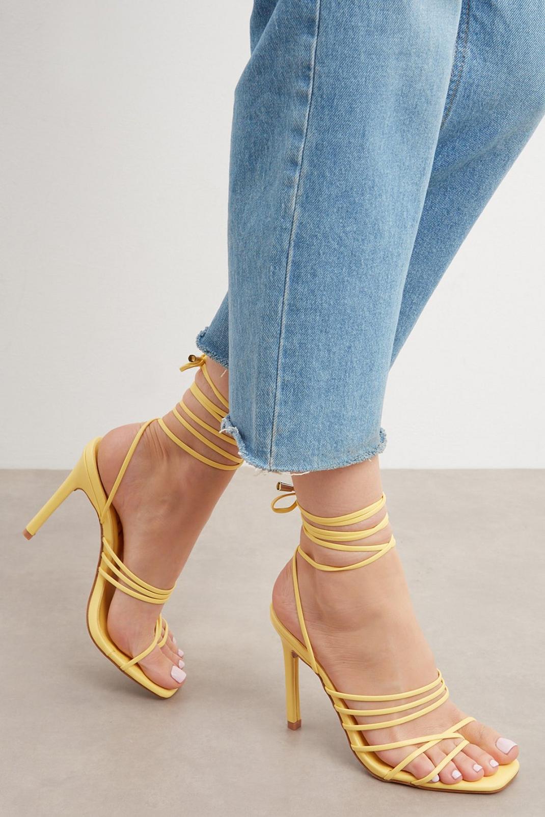 Yellow Faith: Echo Strappy Ankle Wrap Heeled Sandal image number 1