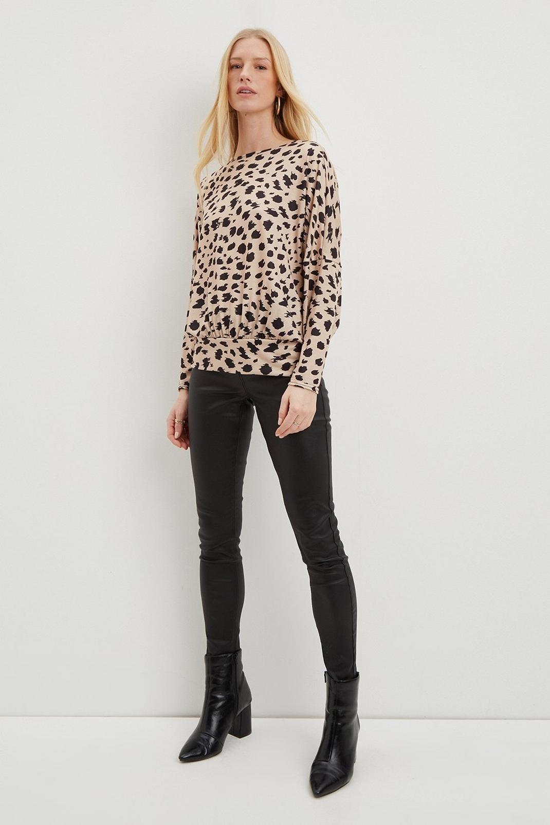 193 Recycled Leopard Long Sleeve Banded Hem Top image number 2