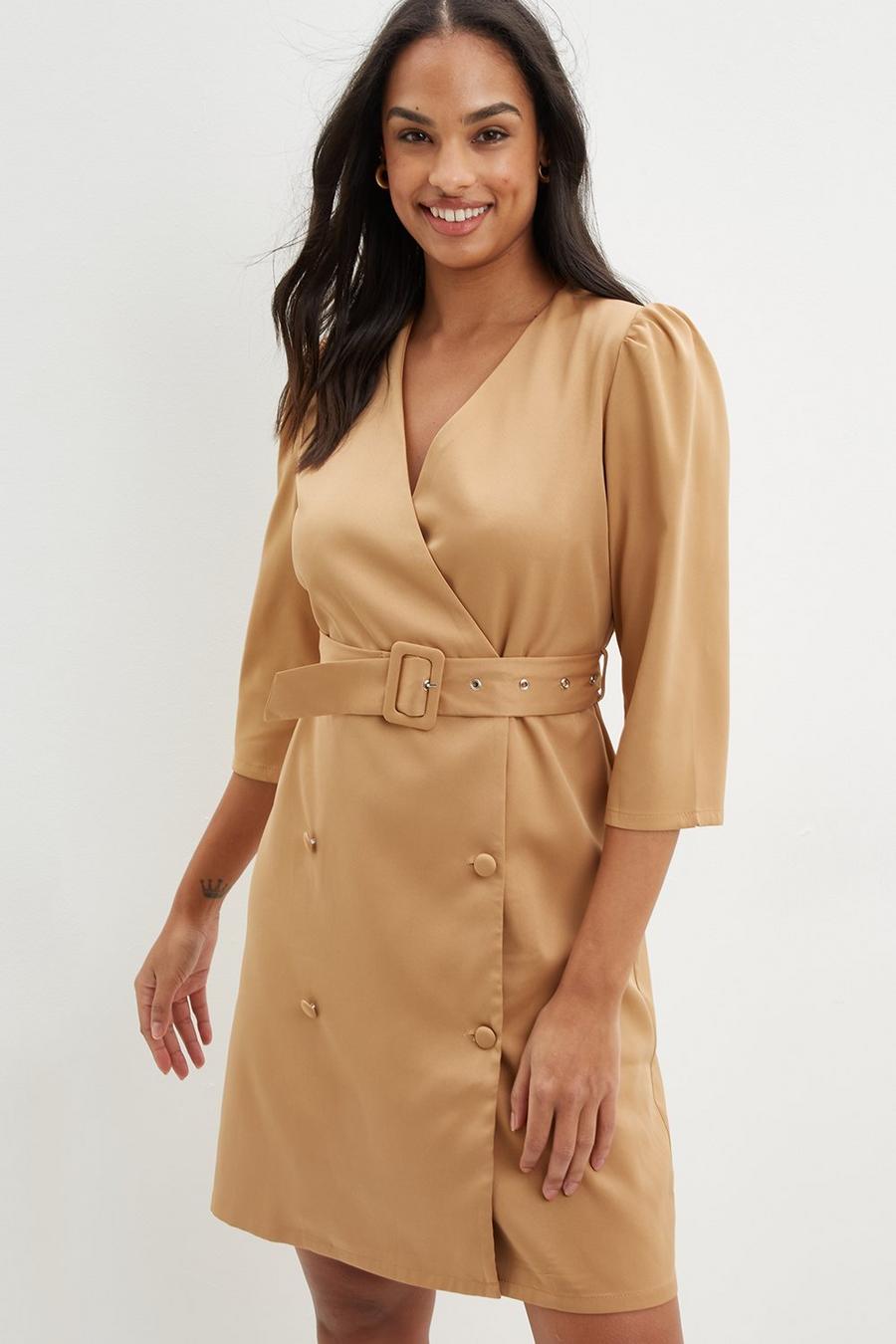 Tailored Belted Midi Dress