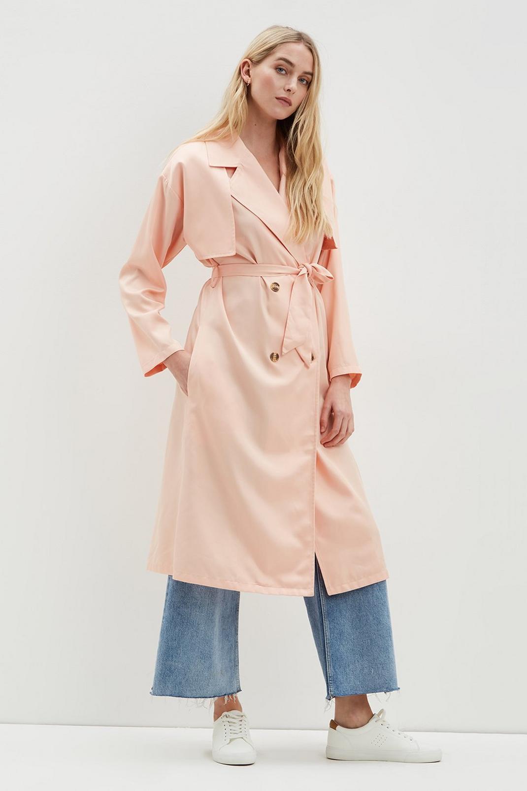 Blush Longline Belted Trench Coat image number 1