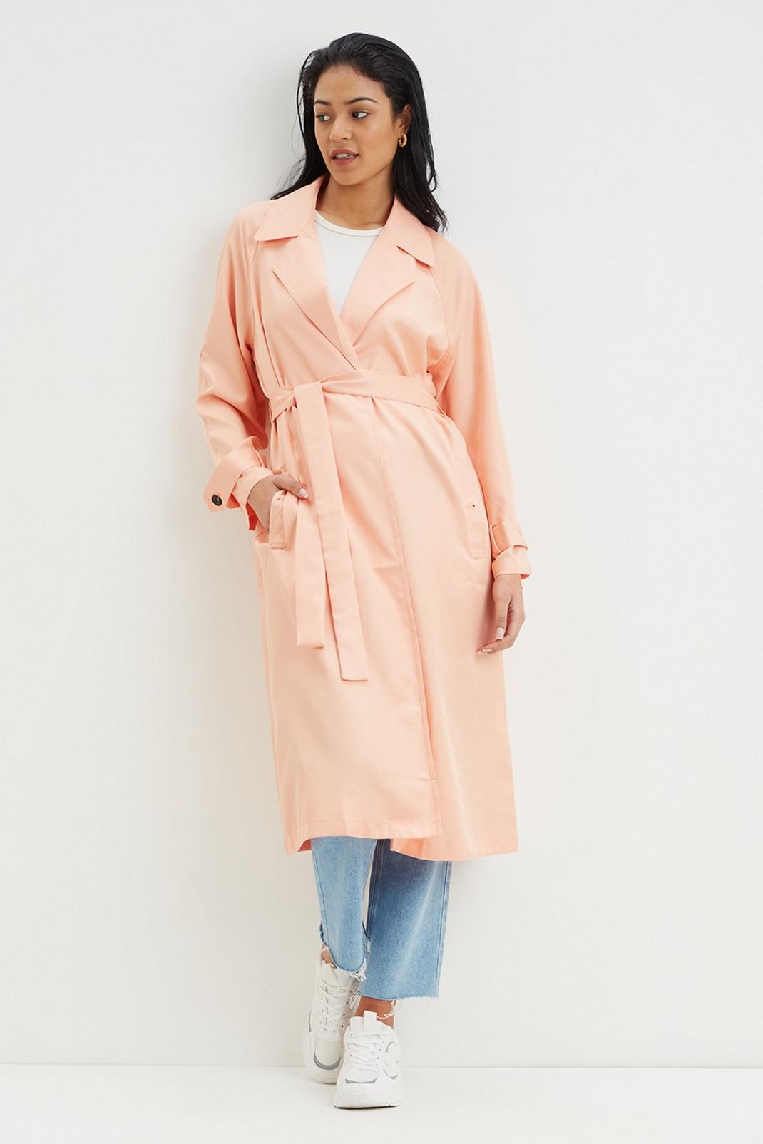 Apricot Longline Belted Trench Coat image number 1
