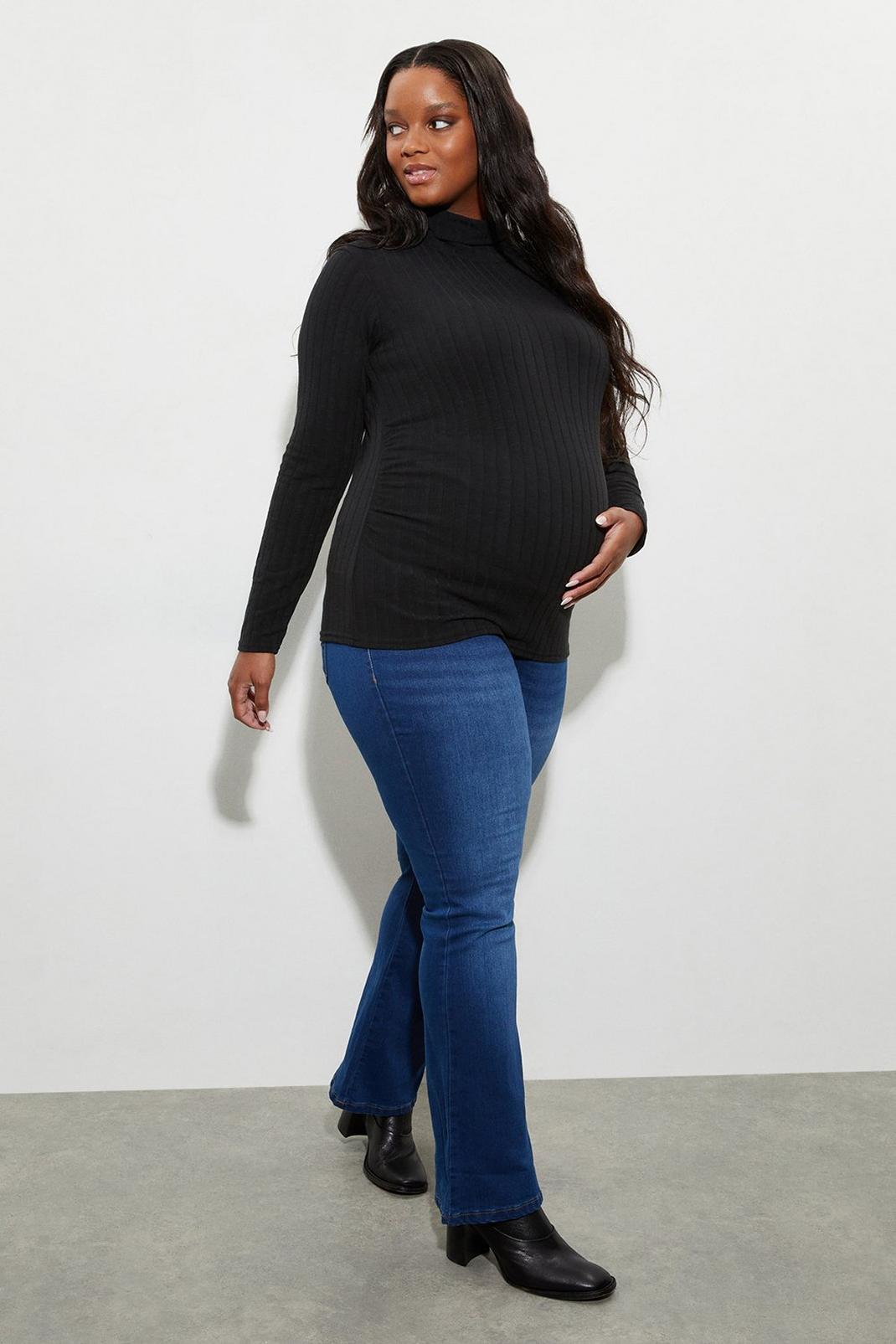 105 Maternity Long Sleeve Rib Roll Neck Top  image number 2