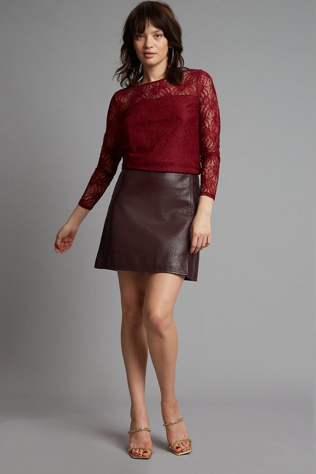 104 Petite Berry Lace Long Sleeve Top image number 2