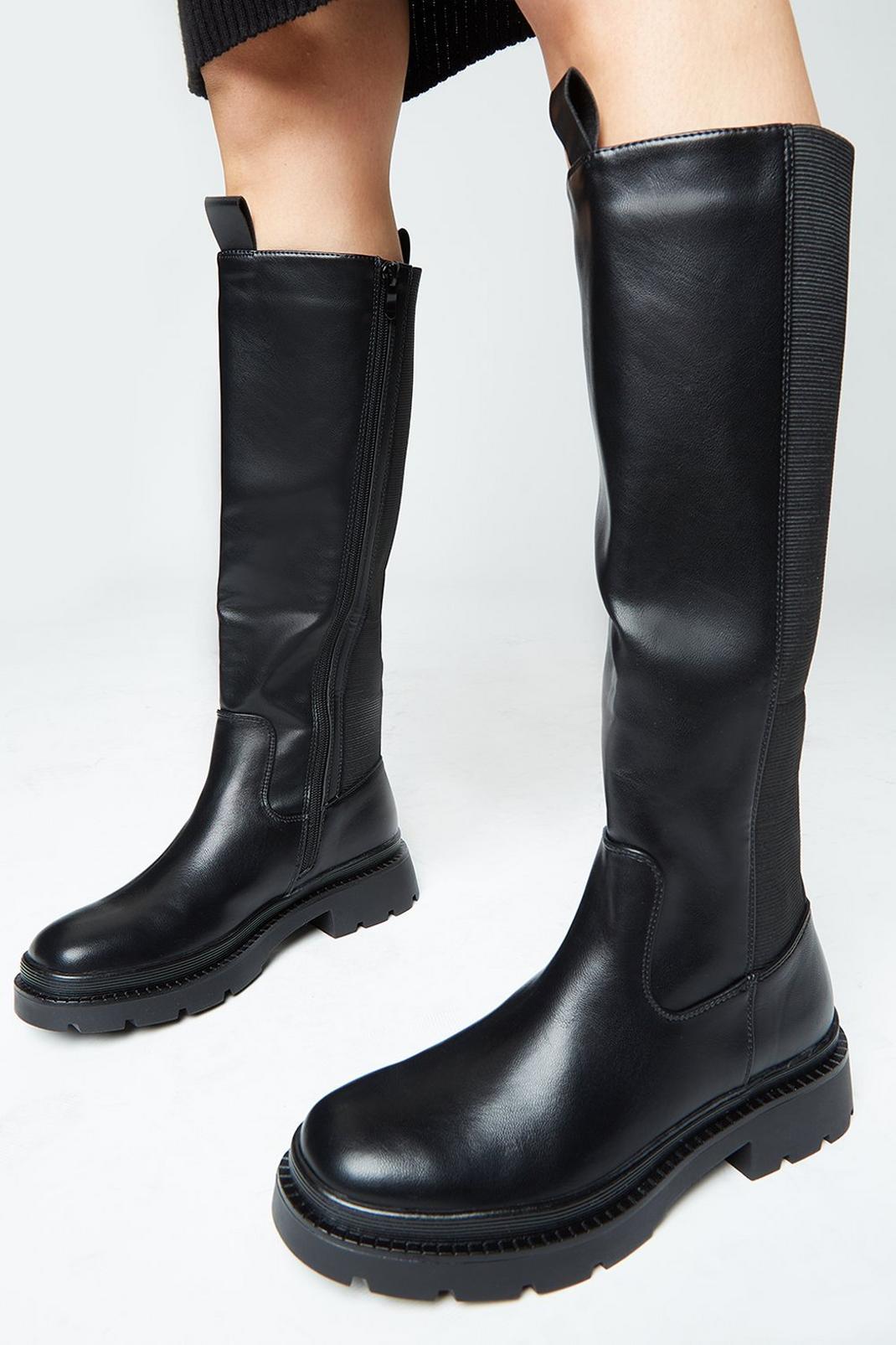 Black Kathie Chunky High Leg Boots image number 1
