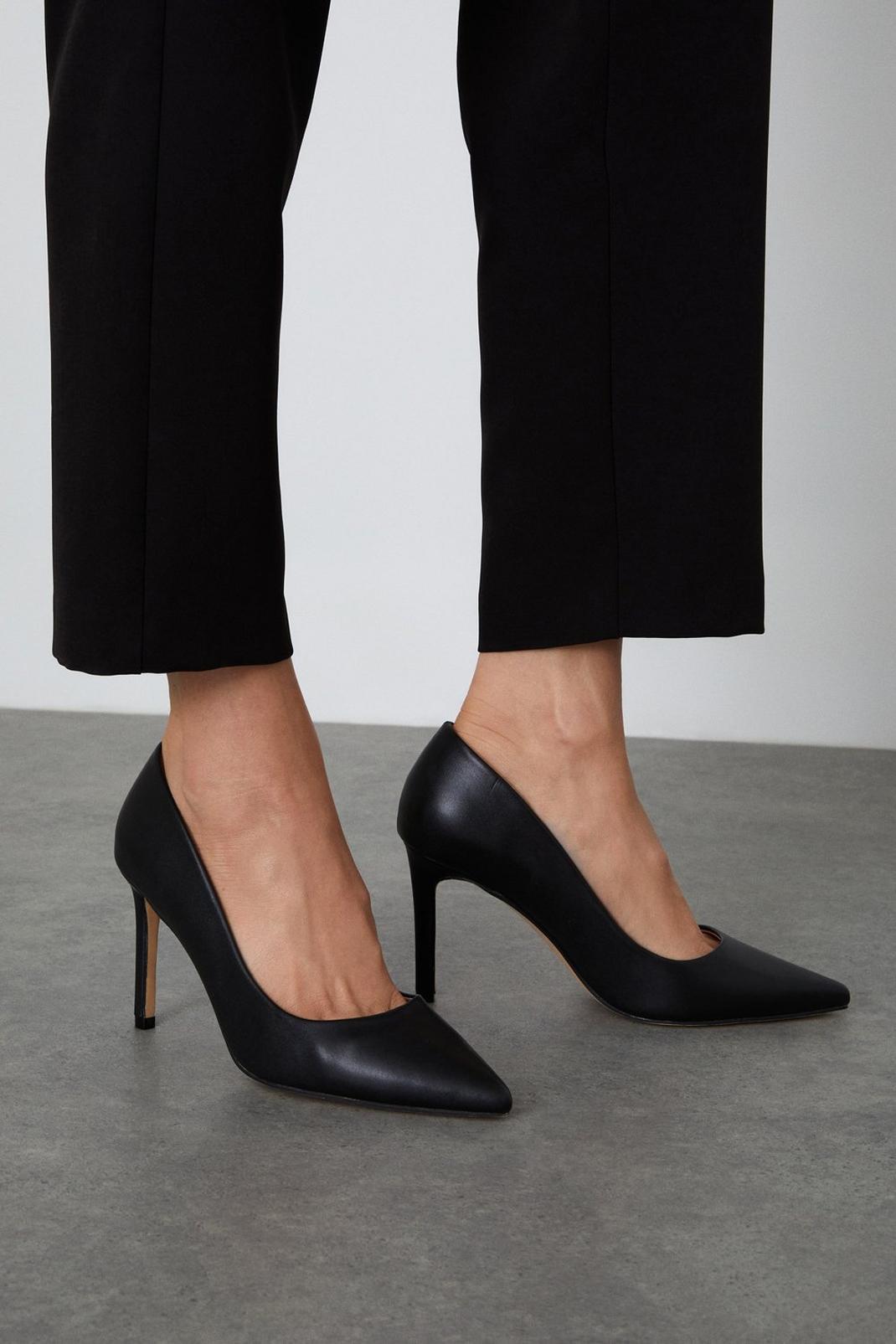Black Dash Pointed Court Shoes image number 1