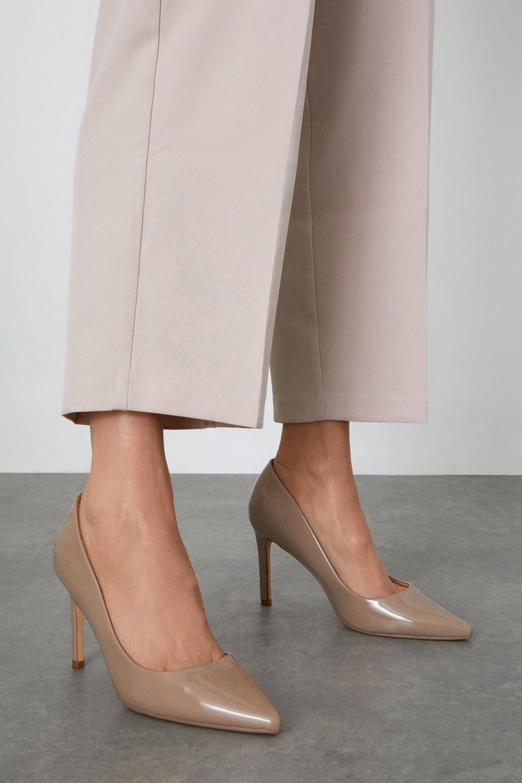 Taupe Dash Pointed Court Shoes image number 1