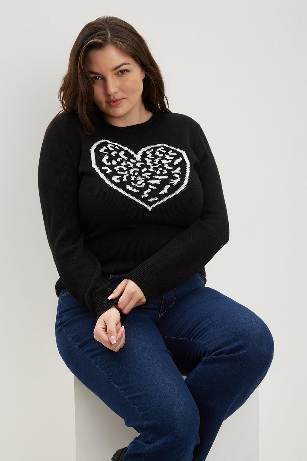 144 Curve Knitted Heart Jumper  image number 1