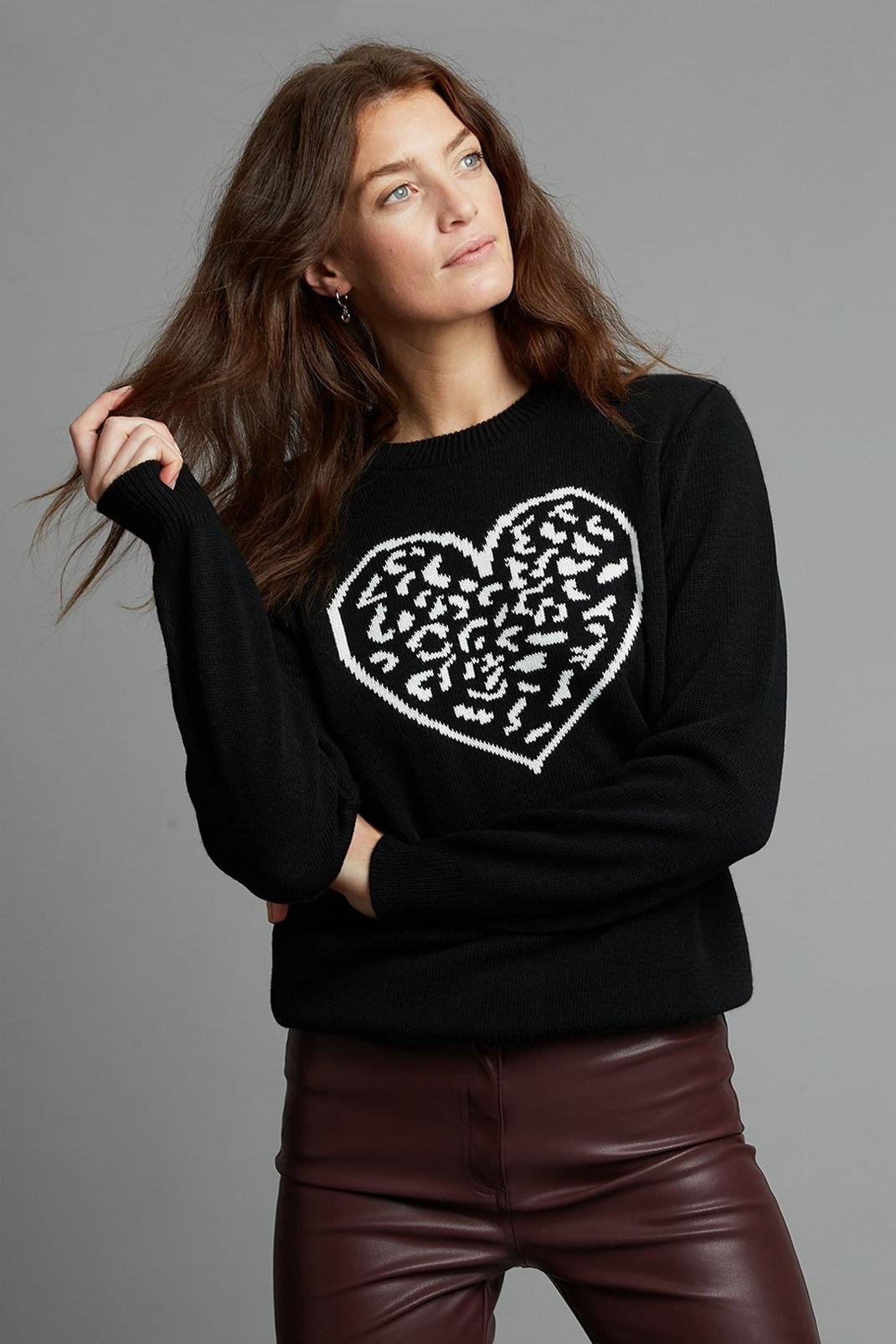 Multi Tall Knitted Heart Jumper  image number 1