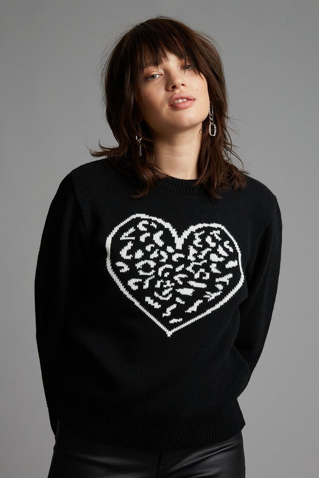 Multi Petite Knitted Heart Jumper  image number 1