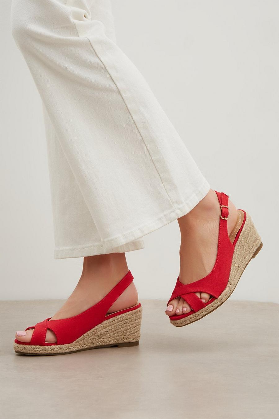 Good For The Sole: Wide Fit Ashley Peeptoe Sling Back Wedge