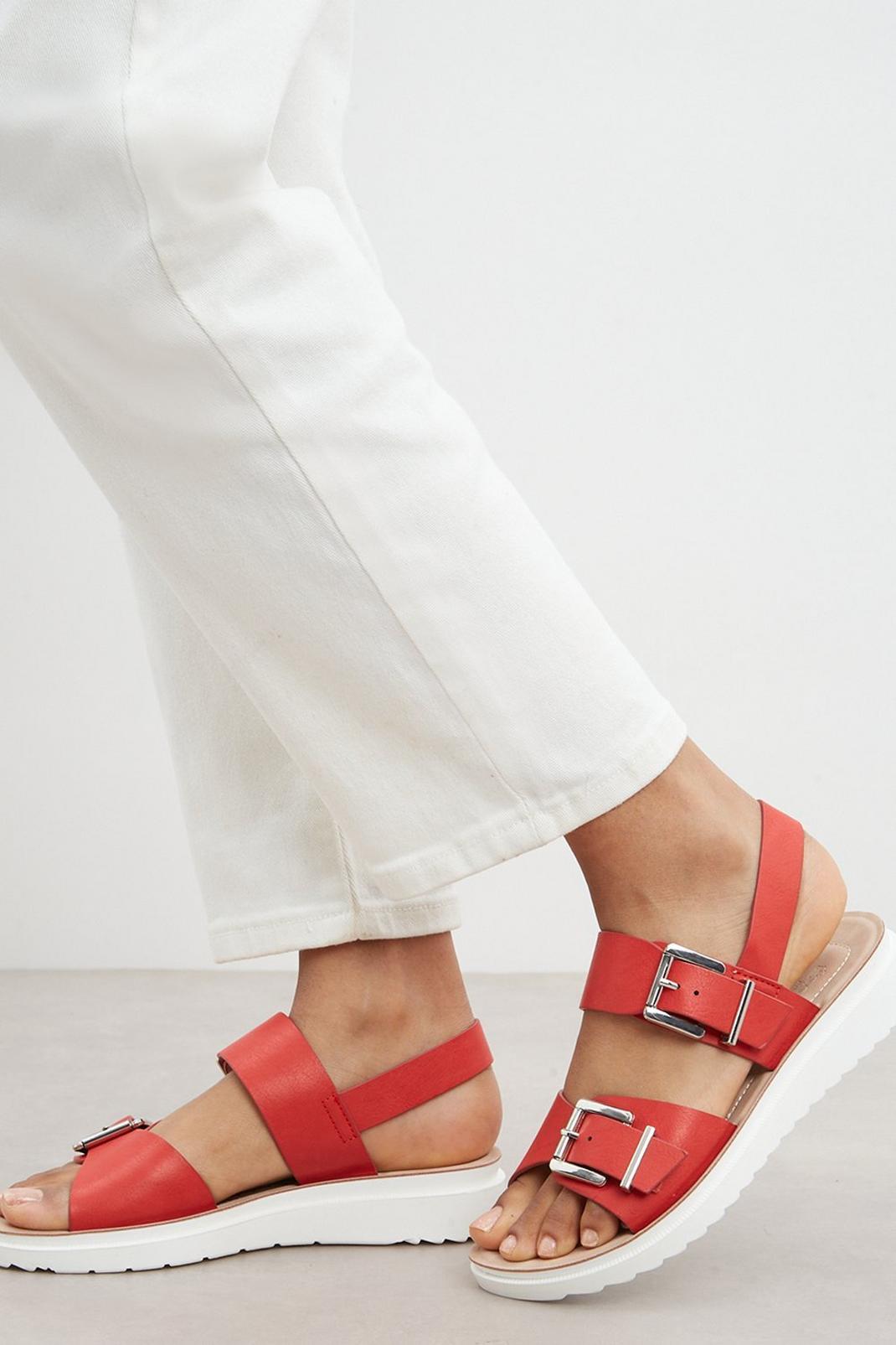 Red Good For The Sole: Extra Wide Fit Adalyn Comfort Buckle Sandal  image number 1