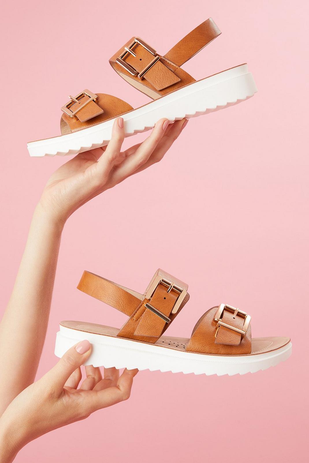 Tan Good For The Sole: Extra Wide Fit Adalyn Comfort Buckle Sandal  image number 1