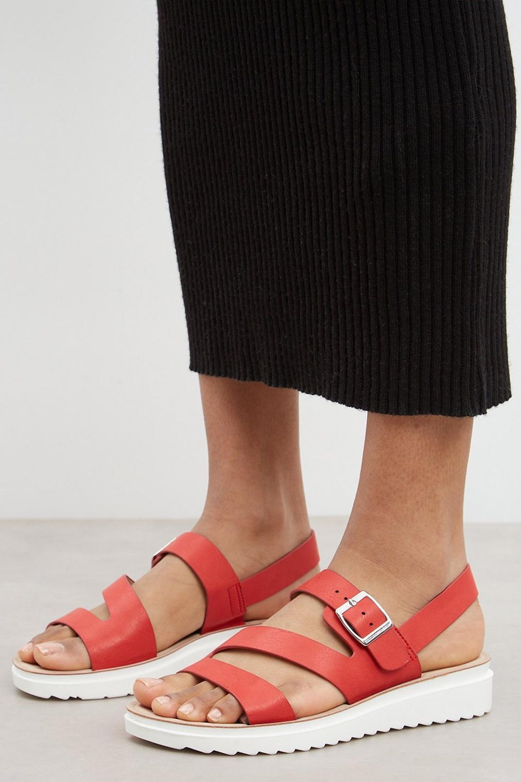 Red Good For The Sole: Extra Wide Aubrey Flex Flat Sandal image number 1