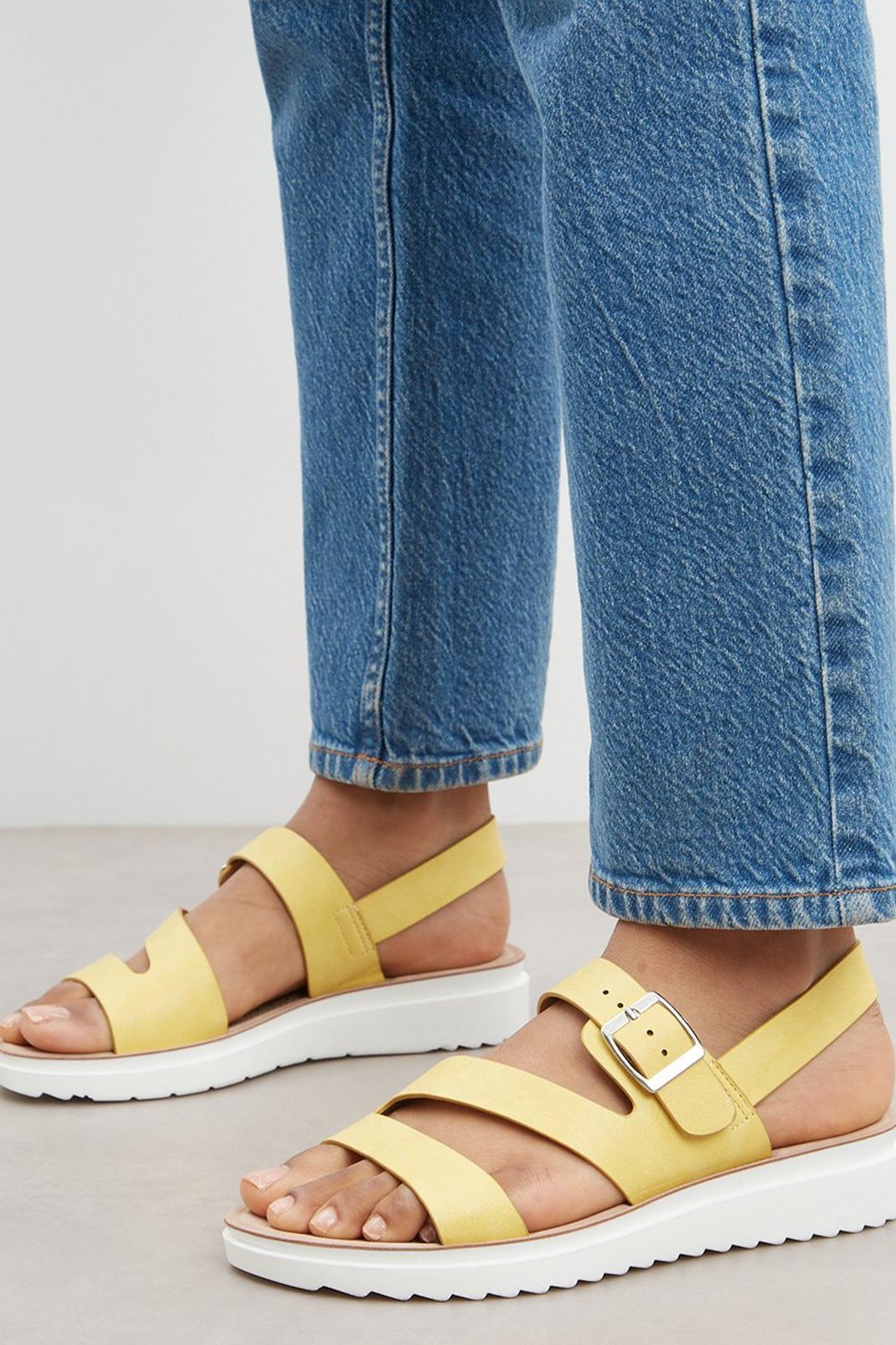 Yellow Good For The Sole: Extra Wide Aubrey Flex Flat Sandal image number 1