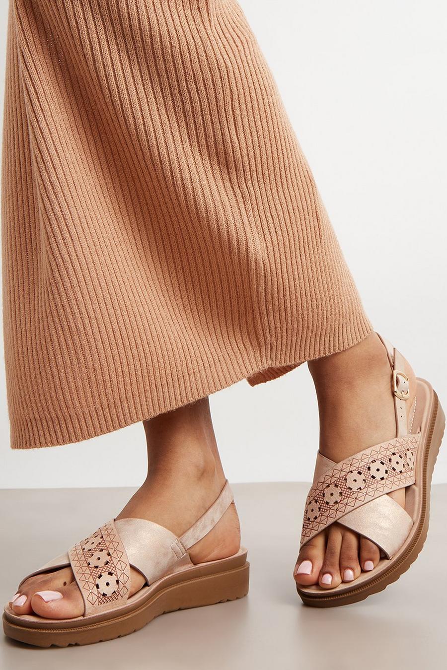 Good For The Sole: Extra Wide Fit Amelia Studded Flat Sandal