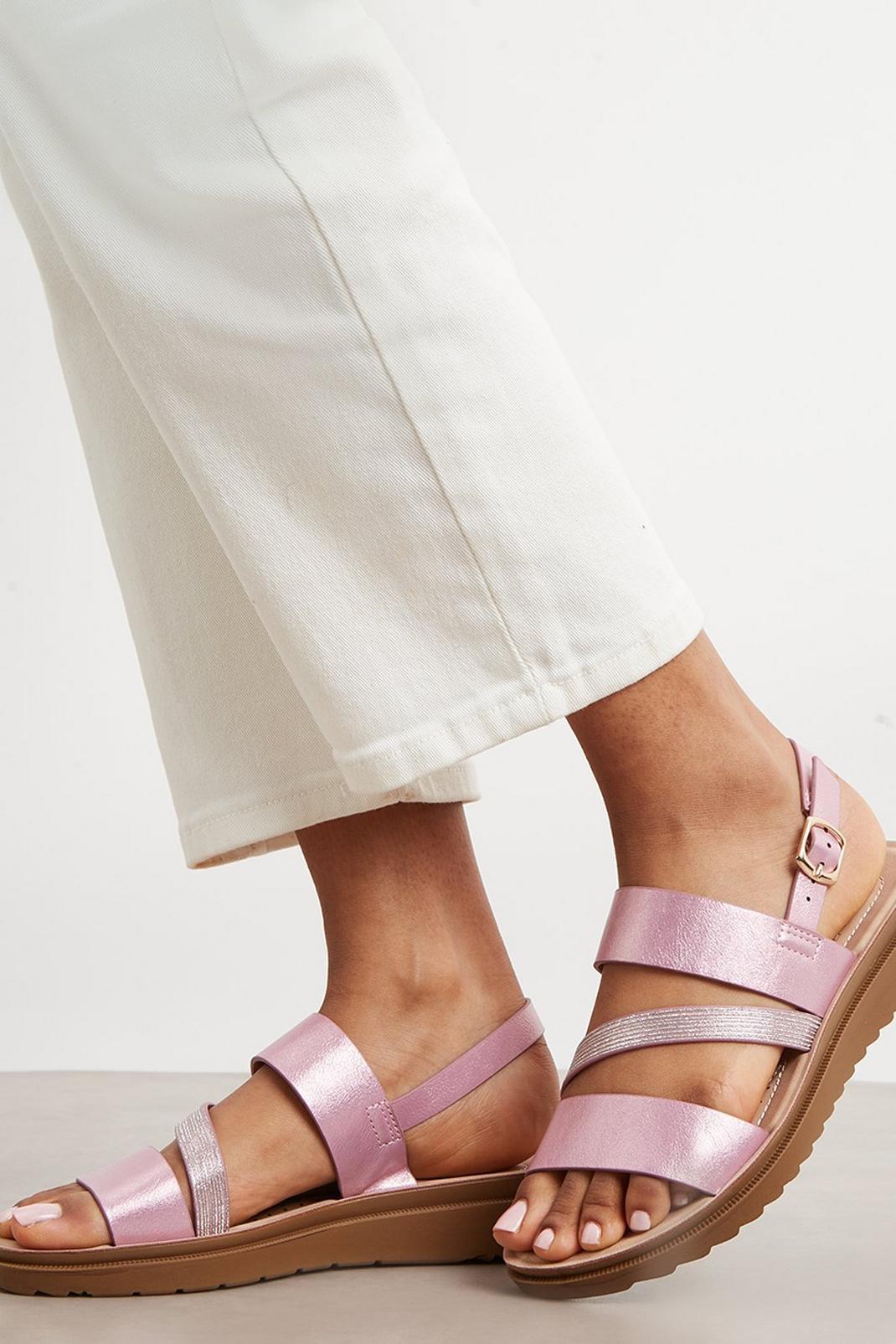 Blush Good For The Sole: Extra Wide Fit Aria Comfort Asymmetric Flat Sandal  image number 1