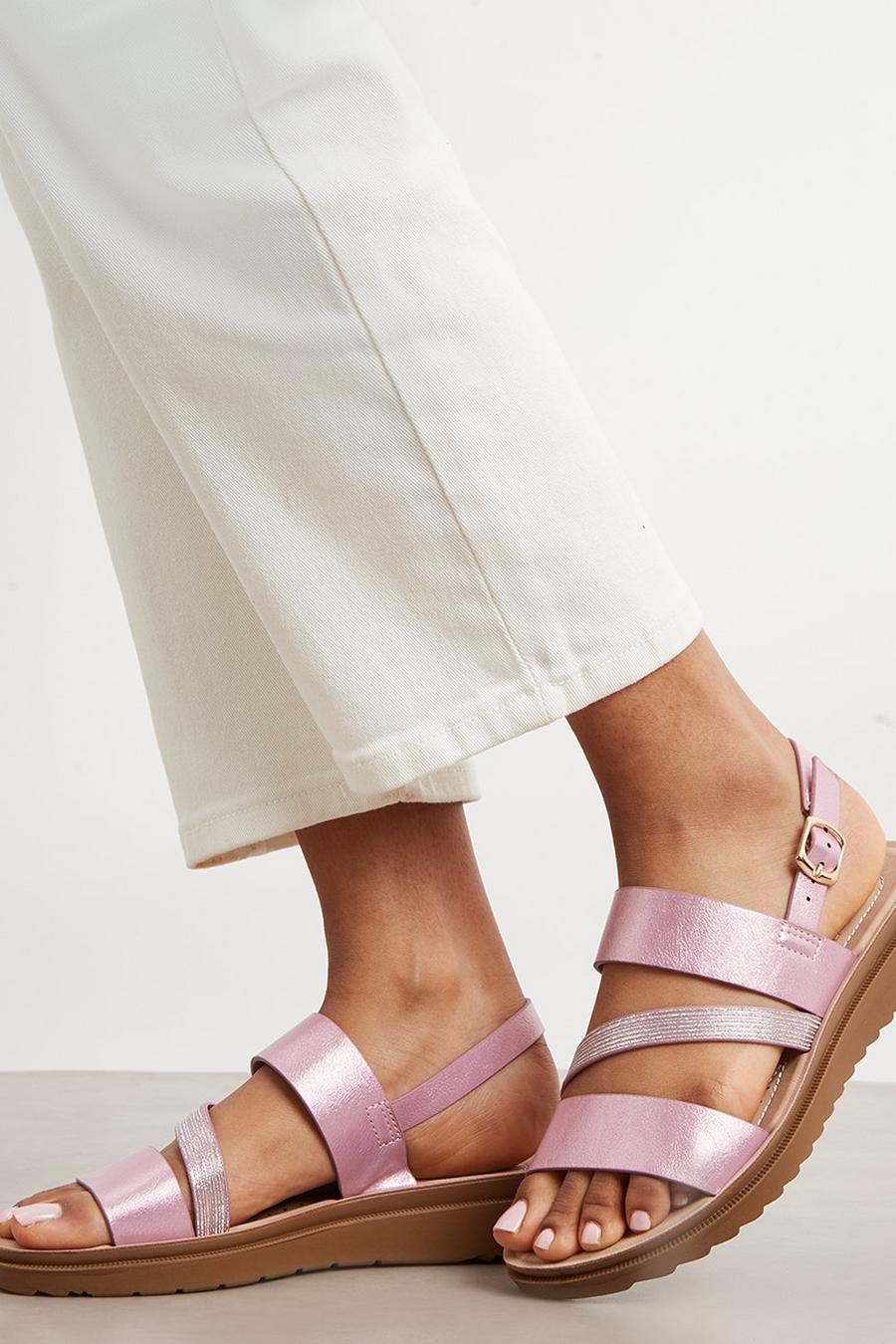 Good For The Sole: Extra Wide Fit Aria Comfort Asymmetric Flat Sandal