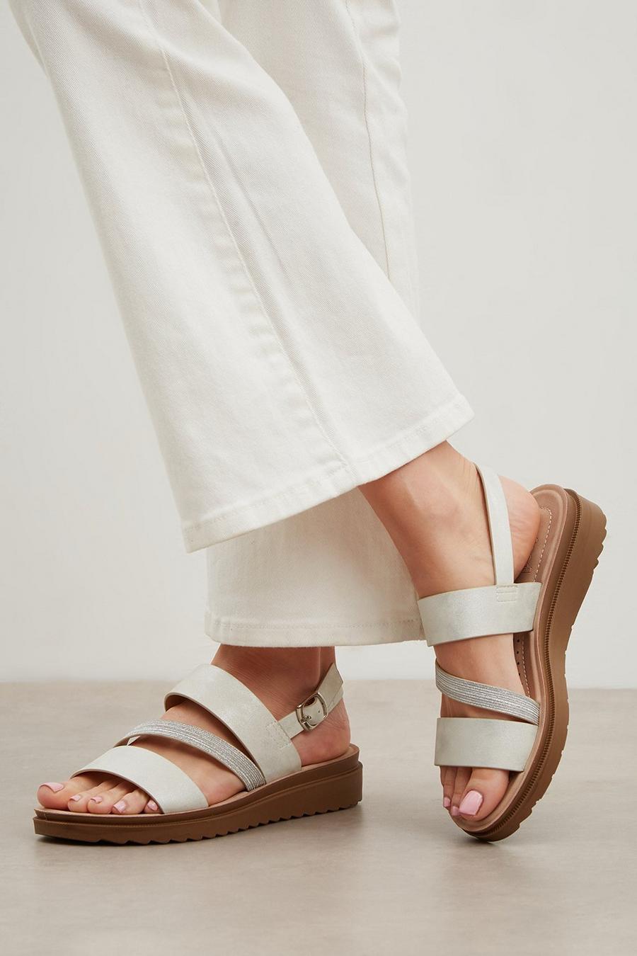 Good For The Sole: Extra Wide Fit Aria Comfort Asymmetric Flat Sandal