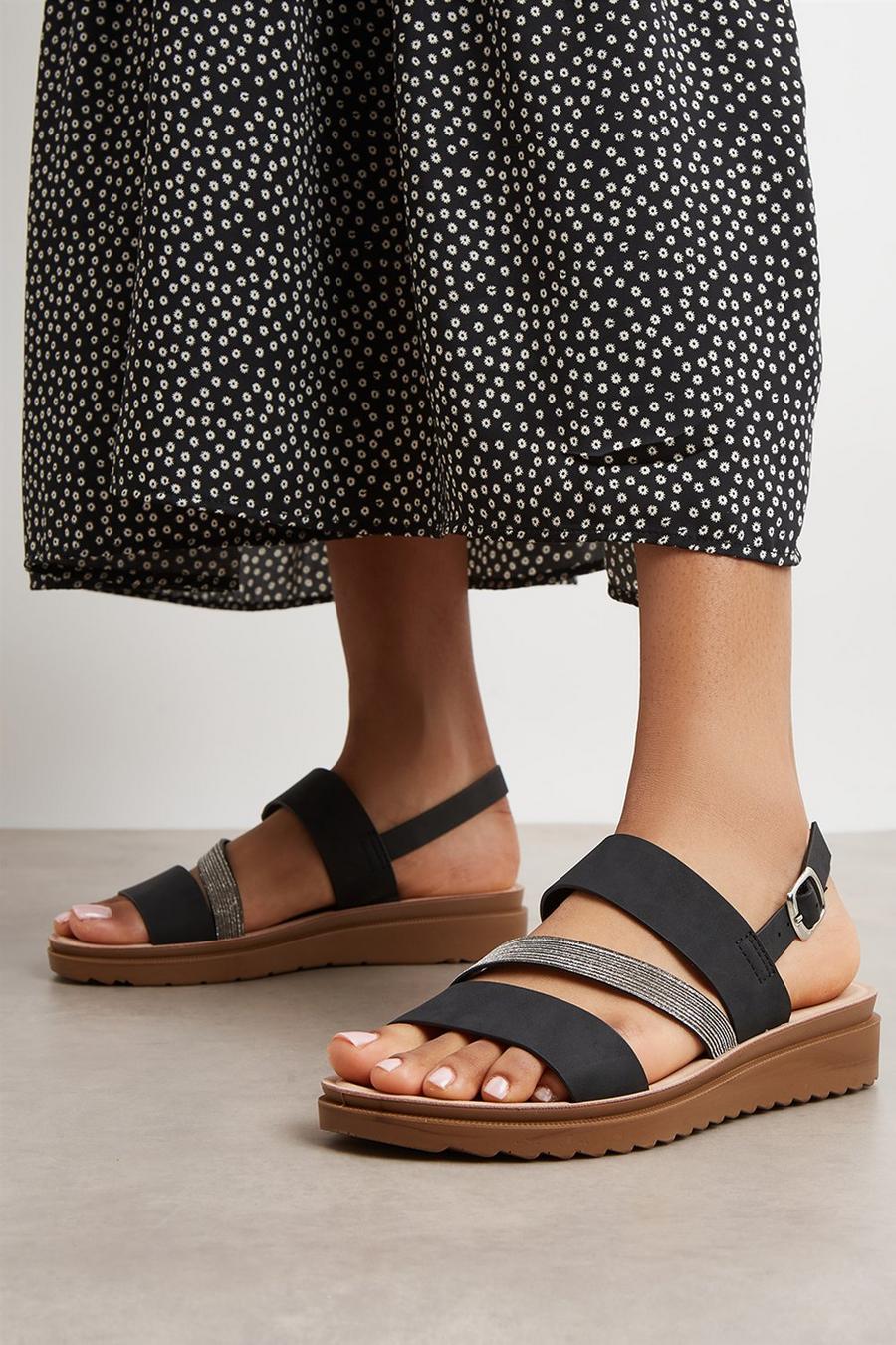 Good For The Sole: Aria Extra Wide Fit Asymmetric Flat Sandal