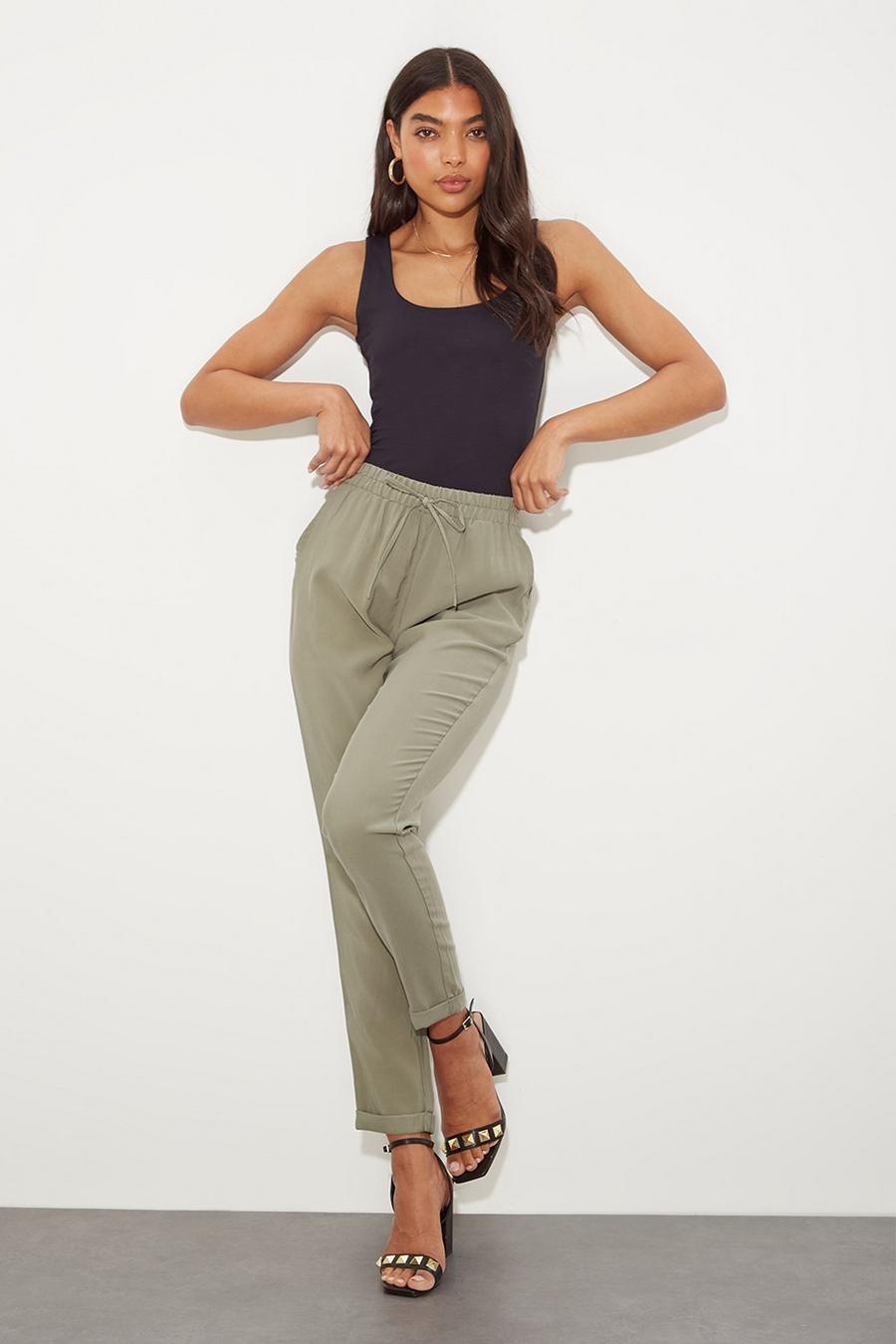 Formal Straight Twill Trouser with Elastic Waist