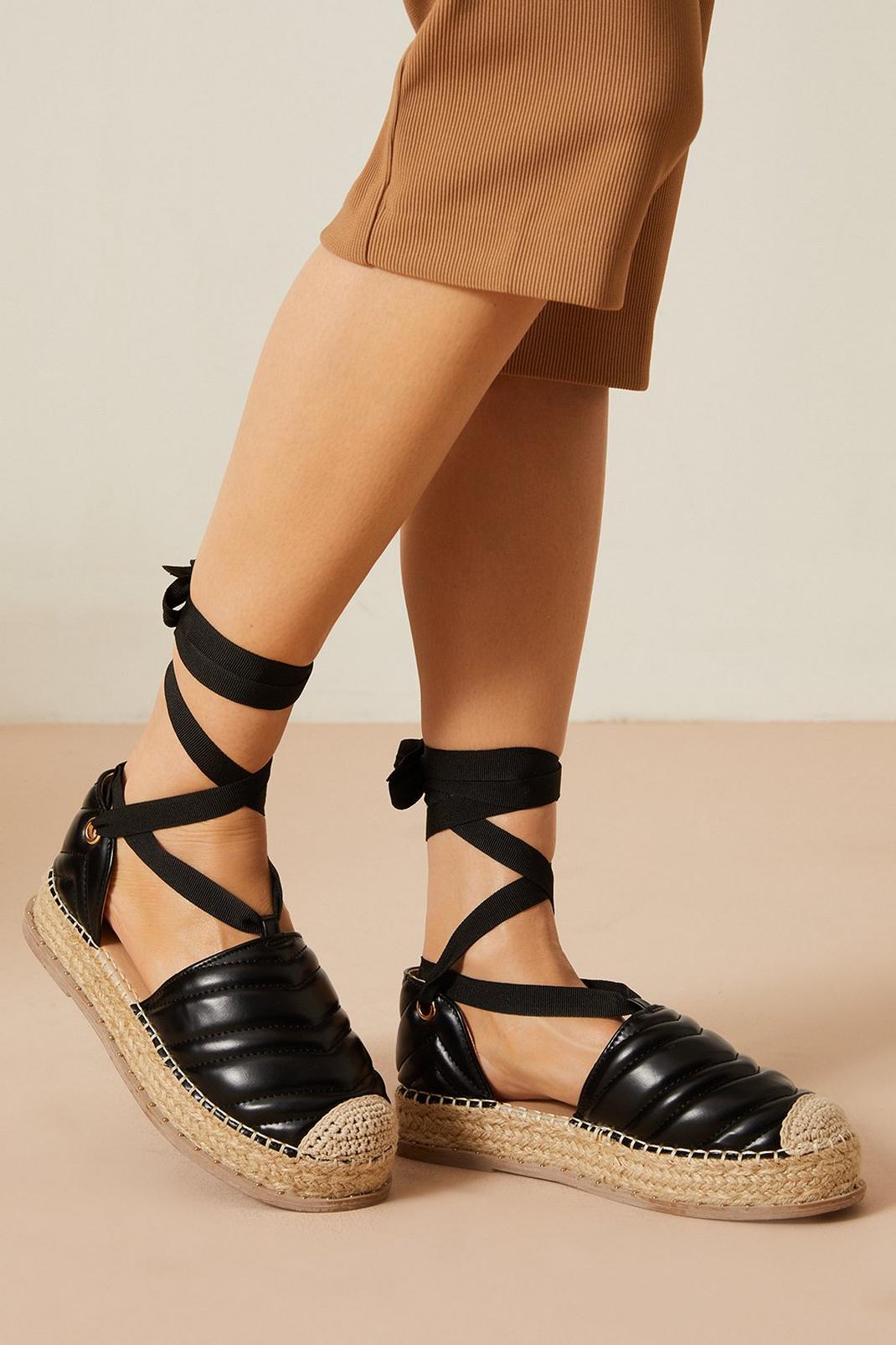 Black Faith: Mills Quilted Strappy Espadrille image number 1