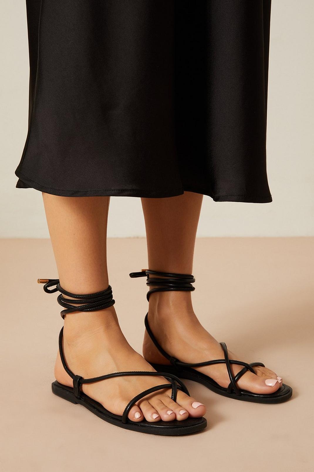 Black Faith: Amy Flat Strappy Sandal image number 1