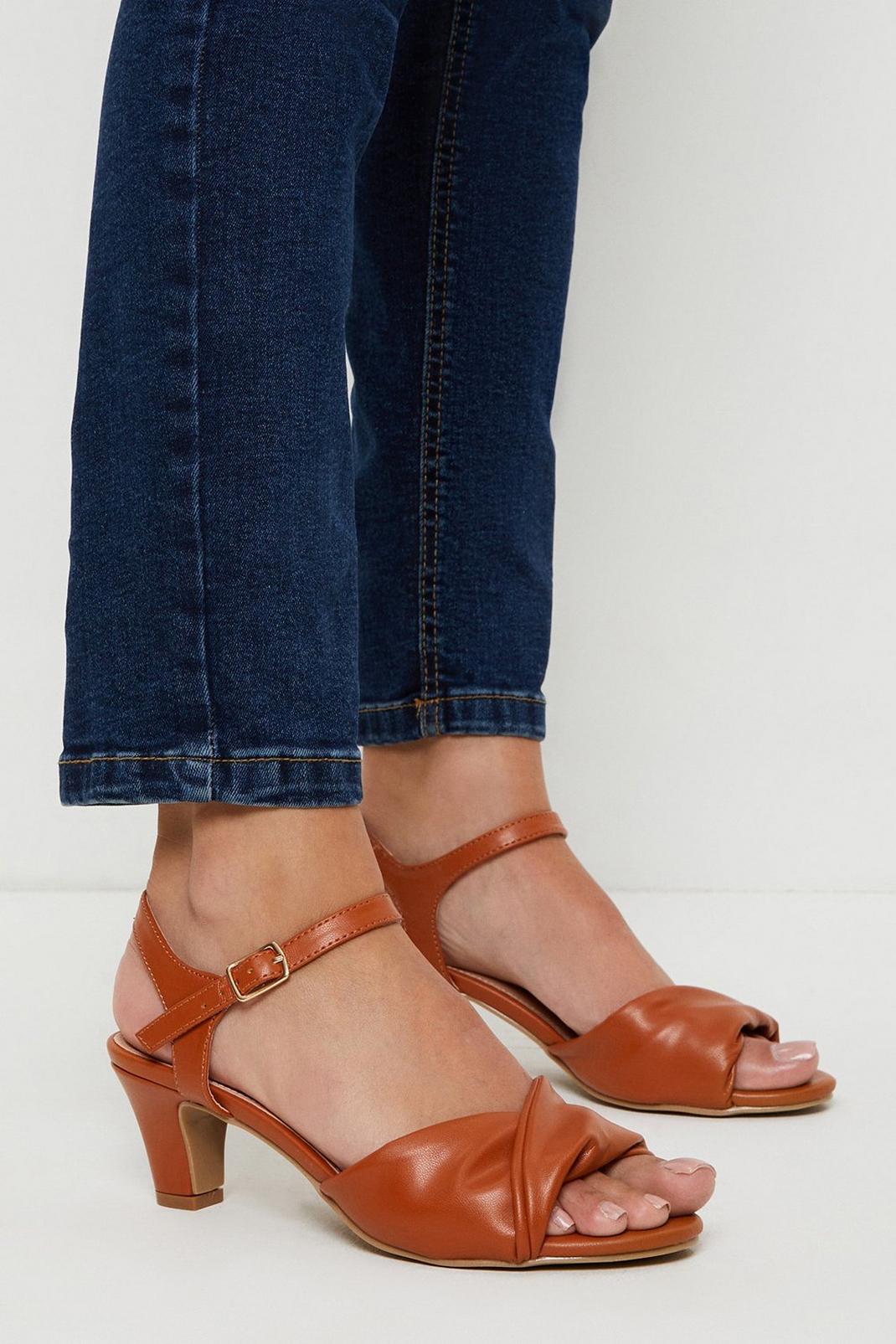 Tan Good For The Sole: Trisha Knotted Two Part Heeled Sandal image number 1