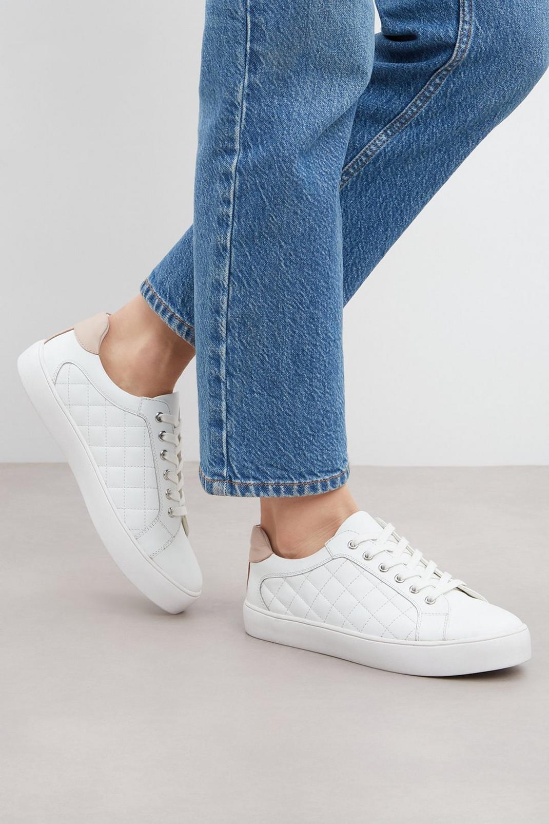 White Principles: Cecilia Leather Quilted Trainers image number 1