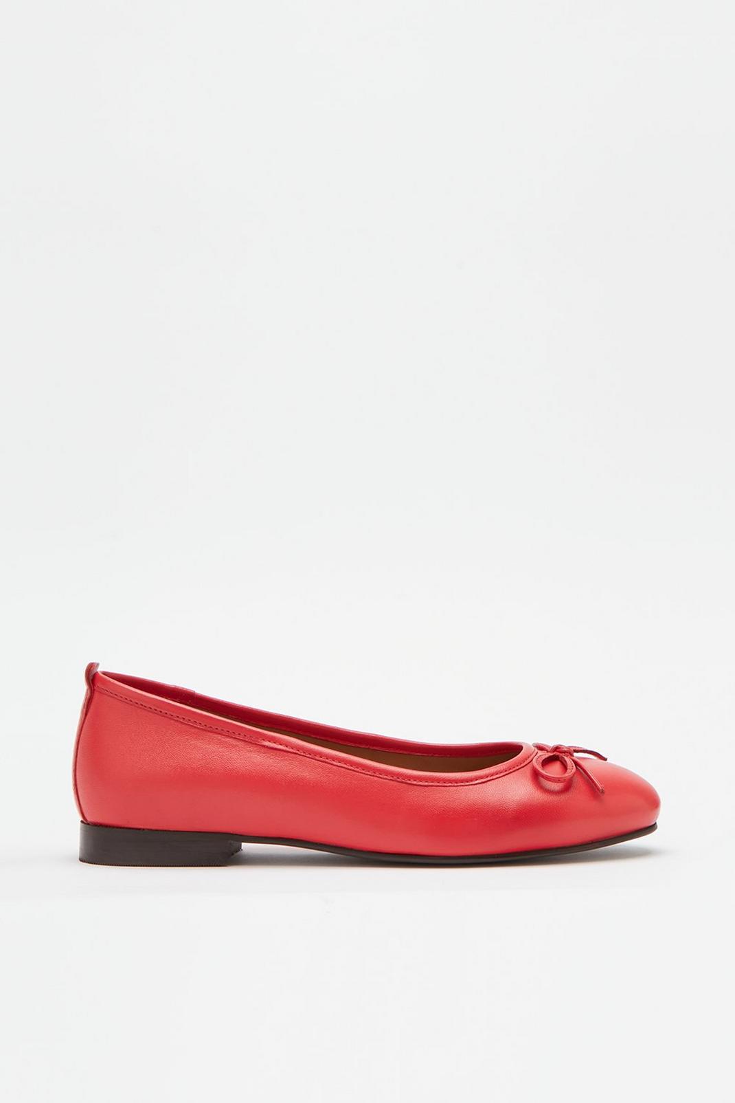 Red Good For The Sole: Trixie Leather Ballet Flats image number 1