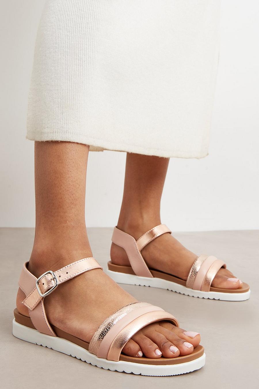 Good For The Sole: Tina Leather Extra Wide Fit Flat Sandal
